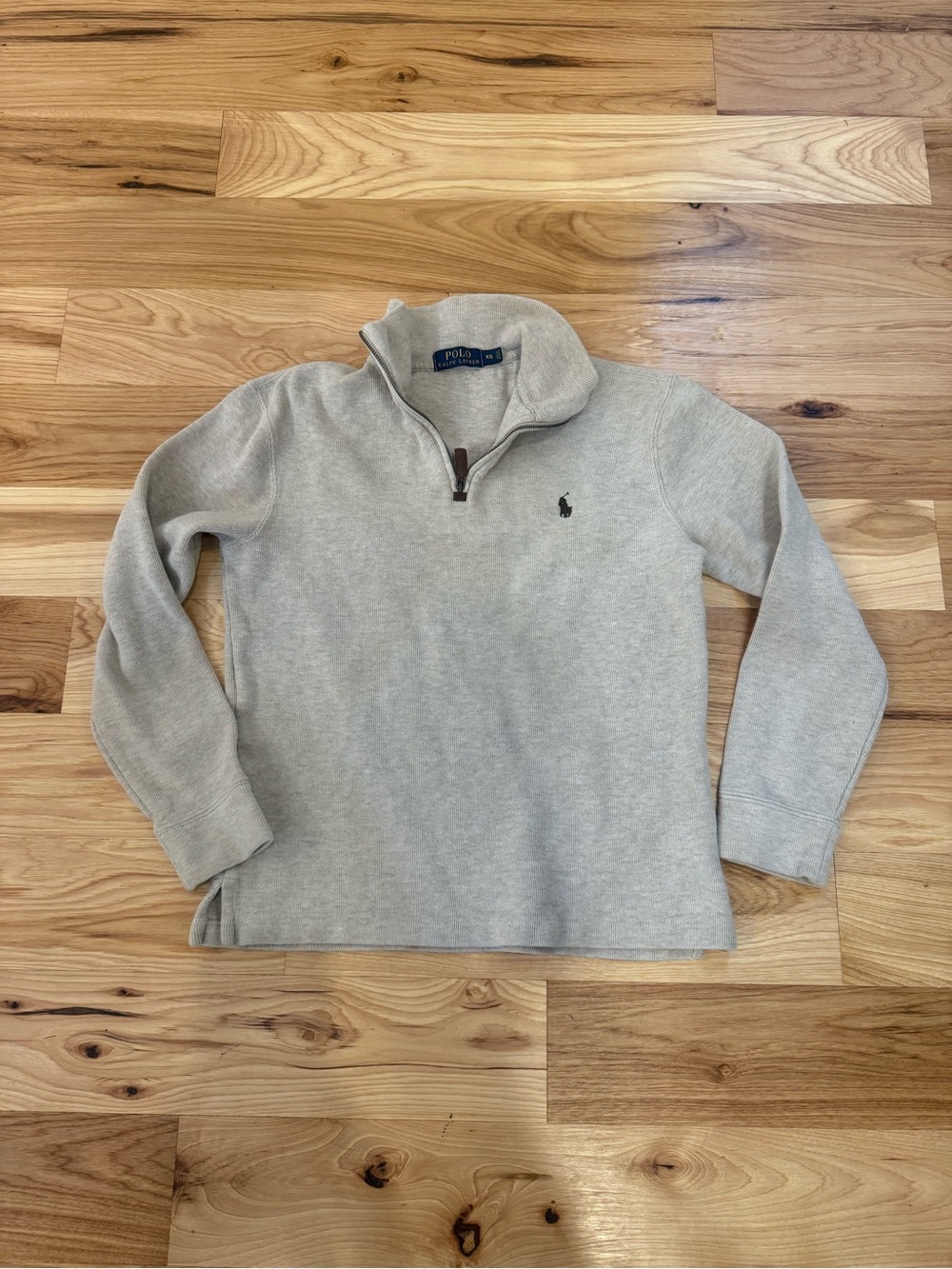 Ralph Lauren Unisex XS Heather tan 1/4 zip Sweater